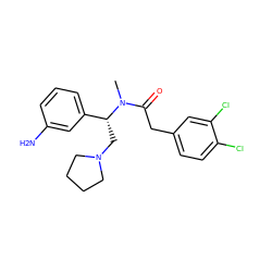 CN(C(=O)Cc1ccc(Cl)c(Cl)c1)[C@H](CN1CCCC1)c1cccc(N)c1 ZINC000000599445