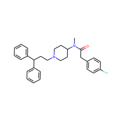 CN(C(=O)Cc1ccc(F)cc1)C1CCN(CCC(c2ccccc2)c2ccccc2)CC1 ZINC000028339473