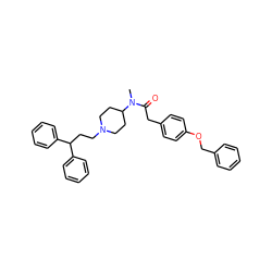 CN(C(=O)Cc1ccc(OCc2ccccc2)cc1)C1CCN(CCC(c2ccccc2)c2ccccc2)CC1 ZINC000028347326