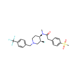 CN(C(=O)Cc1ccc(S(C)(=O)=O)cc1)[C@@H]1CCN(Cc2ccc(C(F)(F)F)cc2)C[C@@H]1F ZINC000084614560