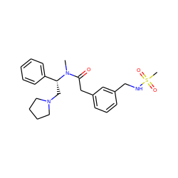 CN(C(=O)Cc1cccc(CNS(C)(=O)=O)c1)[C@H](CN1CCCC1)c1ccccc1 ZINC000028473192