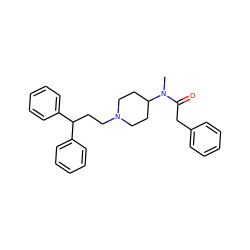 CN(C(=O)Cc1ccccc1)C1CCN(CCC(c2ccccc2)c2ccccc2)CC1 ZINC000028351643