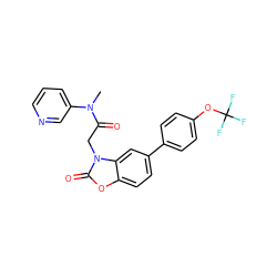 CN(C(=O)Cn1c(=O)oc2ccc(-c3ccc(OC(F)(F)F)cc3)cc21)c1cccnc1 ZINC000096939240