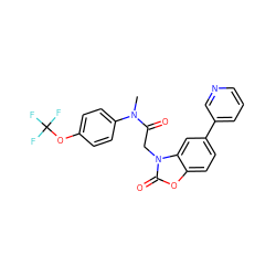 CN(C(=O)Cn1c(=O)oc2ccc(-c3cccnc3)cc21)c1ccc(OC(F)(F)F)cc1 ZINC000096939244