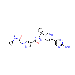 CN(C(=O)Cn1cc(-c2nc(C3(c4ccc(-c5cnc(N)nc5)nc4)CCC3)no2)cn1)C1CC1 ZINC000096175568
