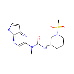 CN(C(=O)N[C@H]1CCCN(S(C)(=O)=O)C1)c1cnc2[nH]ccc2n1 ZINC000299827384