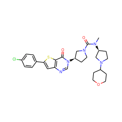 CN(C(=O)N1CC[C@@H](n2cnc3cc(-c4ccc(Cl)cc4)sc3c2=O)C1)[C@H]1CCN(C2CCOCC2)C1 ZINC000028818532