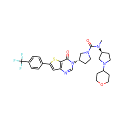 CN(C(=O)N1CC[C@H](n2cnc3cc(-c4ccc(C(F)(F)F)cc4)sc3c2=O)C1)[C@H]1CCN(C2CCOCC2)C1 ZINC000028818557
