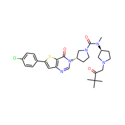 CN(C(=O)N1CC[C@H](n2cnc3cc(-c4ccc(Cl)cc4)sc3c2=O)C1)[C@H]1CCN(CC(=O)C(C)(C)C)C1 ZINC000028818526