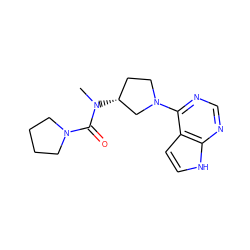 CN(C(=O)N1CCCC1)[C@@H]1CCN(c2ncnc3[nH]ccc23)C1 ZINC000143065651