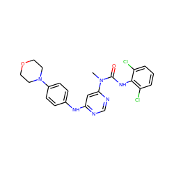 CN(C(=O)Nc1c(Cl)cccc1Cl)c1cc(Nc2ccc(N3CCOCC3)cc2)ncn1 ZINC000036187627