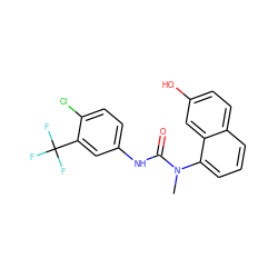 CN(C(=O)Nc1ccc(Cl)c(C(F)(F)F)c1)c1cccc2ccc(O)cc12 ZINC000071332832