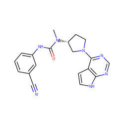 CN(C(=O)Nc1cccc(C#N)c1)[C@@H]1CCN(c2ncnc3[nH]ccc23)C1 ZINC000141961117