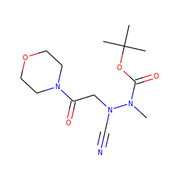 CN(C(=O)OC(C)(C)C)N(C#N)CC(=O)N1CCOCC1 ZINC000299819039