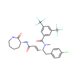 CN(C(=O)c1cc(C(F)(F)F)cc(C(F)(F)F)c1)[C@@H](/C=C/C(=O)N[C@@H]1CCCCNC1=O)Cc1ccc(Cl)cc1 ZINC000003985677