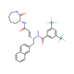 CN(C(=O)c1cc(C(F)(F)F)cc(C(F)(F)F)c1)[C@@H](/C=C/C(=O)N[C@@H]1CCCCNC1=O)Cc1ccc2ccccc2c1 ZINC000026832274