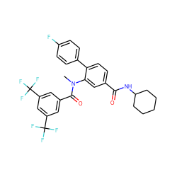 CN(C(=O)c1cc(C(F)(F)F)cc(C(F)(F)F)c1)c1cc(C(=O)NC2CCCCC2)ccc1-c1ccc(F)cc1 ZINC000026170306