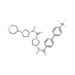 CN(C(=O)c1ccc(-c2ccc(C(F)(F)F)cc2)cc1)[C@@H]1CCN(C(=O)N(C)[C@@H]2CCN(C3CCOCC3)C2)C1 ZINC000028131807