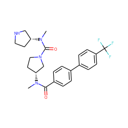 CN(C(=O)c1ccc(-c2ccc(C(F)(F)F)cc2)cc1)[C@@H]1CCN(C(=O)N(C)[C@@H]2CCNC2)C1 ZINC000028132298