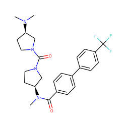 CN(C(=O)c1ccc(-c2ccc(C(F)(F)F)cc2)cc1)[C@H]1CCN(C(=O)N2CC[C@@H](N(C)C)C2)C1 ZINC000036351592