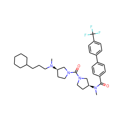 CN(C(=O)c1ccc(-c2ccc(C(F)(F)F)cc2)cc1)[C@H]1CCN(C(=O)N2CC[C@@H](N(C)CCCC3CCCCC3)C2)C1 ZINC000036351591