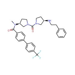 CN(C(=O)c1ccc(-c2ccc(C(F)(F)F)cc2)cc1)[C@H]1CCN(C(=O)N2CC[C@@H](NCCc3ccccc3)C2)C1 ZINC000036351626
