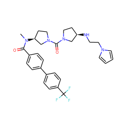 CN(C(=O)c1ccc(-c2ccc(C(F)(F)F)cc2)cc1)[C@H]1CCN(C(=O)N2CC[C@@H](NCCn3cccc3)C2)C1 ZINC000036351608