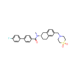 CN(C(=O)c1ccc(-c2ccc(F)cc2)cc1)[C@H]1CCc2cc(CN3CCS(=O)(=O)CC3)ccc2C1 ZINC000038149882