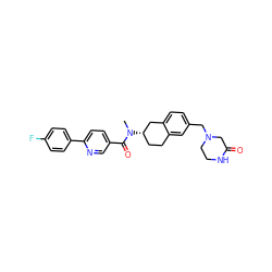 CN(C(=O)c1ccc(-c2ccc(F)cc2)nc1)[C@H]1CCc2cc(CN3CCNC(=O)C3)ccc2C1 ZINC000038149887