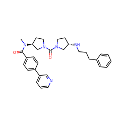 CN(C(=O)c1ccc(-c2cccnc2)cc1)[C@H]1CCN(C(=O)N2CC[C@H](NCCCc3ccccc3)C2)C1 ZINC000036351679