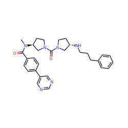 CN(C(=O)c1ccc(-c2cncnc2)cc1)[C@H]1CCN(C(=O)N2CC[C@H](NCCCc3ccccc3)C2)C1 ZINC000036351624