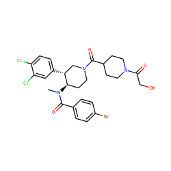 CN(C(=O)c1ccc(Br)cc1)[C@@H]1CCN(C(=O)C2CCN(C(=O)CO)CC2)C[C@H]1c1ccc(Cl)c(Cl)c1 ZINC000096167374