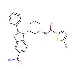 CN(C(=O)c1ccc(Br)s1)[C@H]1CCC[C@@H](n2c(-c3ccccn3)nc3cc(C(N)=O)ccc32)C1 ZINC000653829421