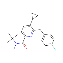 CN(C(=O)c1ccc(C2CC2)c(Cc2ccc(F)cc2)n1)C(C)(C)C ZINC000146239650