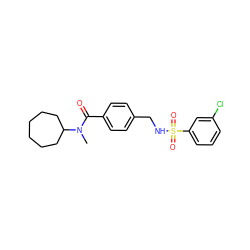 CN(C(=O)c1ccc(CNS(=O)(=O)c2cccc(Cl)c2)cc1)C1CCCCCC1 ZINC000043063079