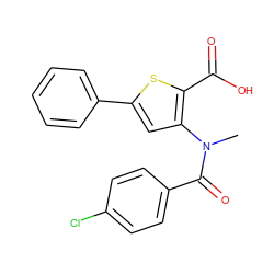 CN(C(=O)c1ccc(Cl)cc1)c1cc(-c2ccccc2)sc1C(=O)O ZINC000003648498