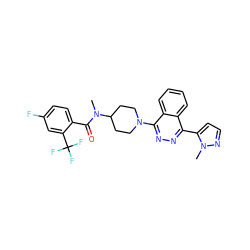 CN(C(=O)c1ccc(F)cc1C(F)(F)F)C1CCN(c2nnc(-c3ccnn3C)c3ccccc23)CC1 ZINC000068247898