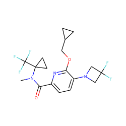 CN(C(=O)c1ccc(N2CC(F)(F)C2)c(OCC2CC2)n1)C1(C(F)(F)F)CC1 ZINC000146210427