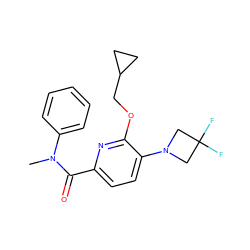 CN(C(=O)c1ccc(N2CC(F)(F)C2)c(OCC2CC2)n1)c1ccccc1 ZINC000146354491