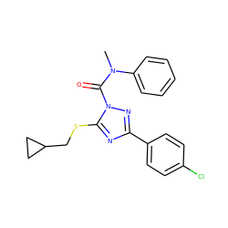 CN(C(=O)n1nc(-c2ccc(Cl)cc2)nc1SCC1CC1)c1ccccc1 ZINC000013533143