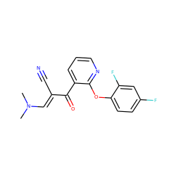 CN(C)/C=C(\C#N)C(=O)c1cccnc1Oc1ccc(F)cc1F ZINC000004105331