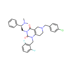 CN(C)[C@@H](Cn1c(=O)c2c(n(Cc3c(F)cccc3F)c1=O)CCN(Cc1ccc(Cl)cc1)C2)c1ccccc1 ZINC000028864271