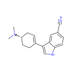 CN(C)[C@@H]1CC=C(c2c[nH]c3ccc(C#N)cc23)CC1 ZINC000028819412