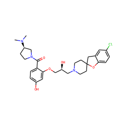 CN(C)[C@@H]1CCN(C(=O)c2ccc(O)cc2OC[C@@H](O)CN2CCC3(CC2)Cc2cc(Cl)ccc2O3)C1 ZINC000096271620