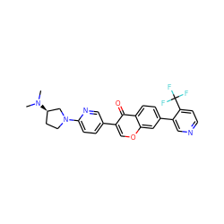 CN(C)[C@@H]1CCN(c2ccc(-c3coc4cc(-c5cnccc5C(F)(F)F)ccc4c3=O)cn2)C1 ZINC000036351545