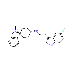 CN(C)[C@]1(c2ccccc2)CC[C@@H](NCCc2c[nH]c3ccc(F)cc23)CC1 ZINC000299823395