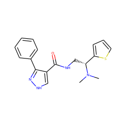 CN(C)[C@H](CNC(=O)c1c[nH]nc1-c1ccccc1)c1cccs1 ZINC000069181132