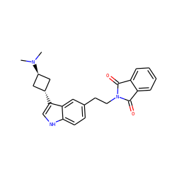 CN(C)[C@H]1C[C@H](c2c[nH]c3ccc(CCN4C(=O)c5ccccc5C4=O)cc32)C1 ZINC000299845159