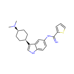 CN(C)[C@H]1CC[C@@H](c2c[nH]c3ccc(NC(=N)c4cccs4)cc32)CC1 ZINC000101509258