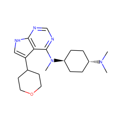 CN(C)[C@H]1CC[C@H](N(C)c2ncnc3[nH]cc(C4CCOCC4)c23)CC1 ZINC001772599994